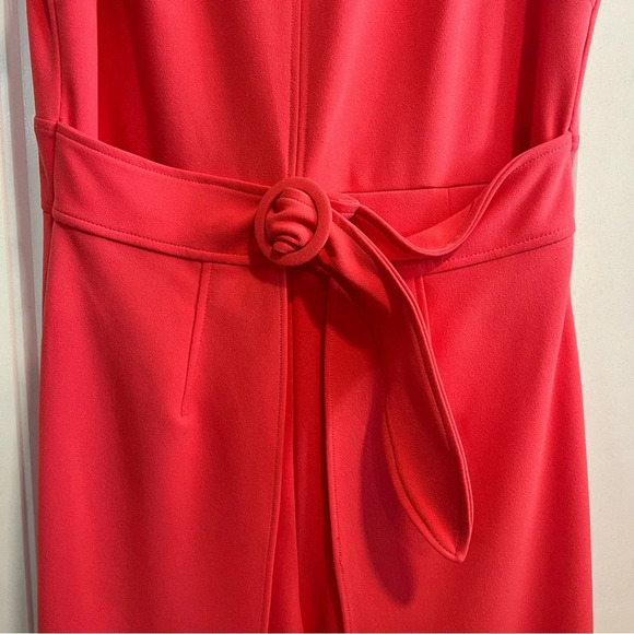 London‎ Times Bright Rose Pink Sleeveless Belted Skirted Jumpsuit. Size 14. - Picture 5 of 14